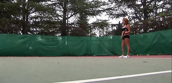  She is supposed to practice tennis and instead does a threesome